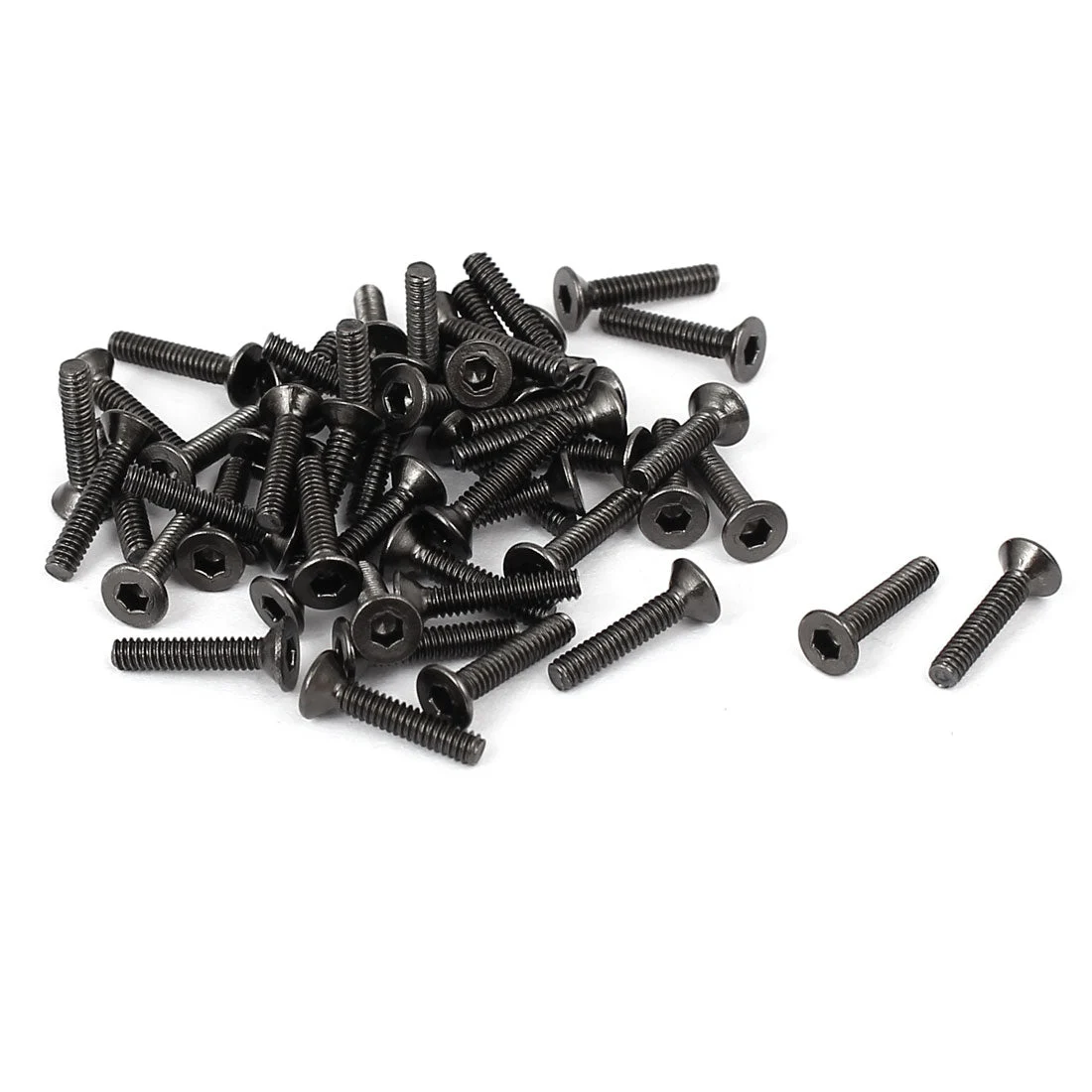 M2x10mm Metal Nickle Plated Grade 10.9 Flat Head Hex Socket Cap Screw Bolt 50pcs