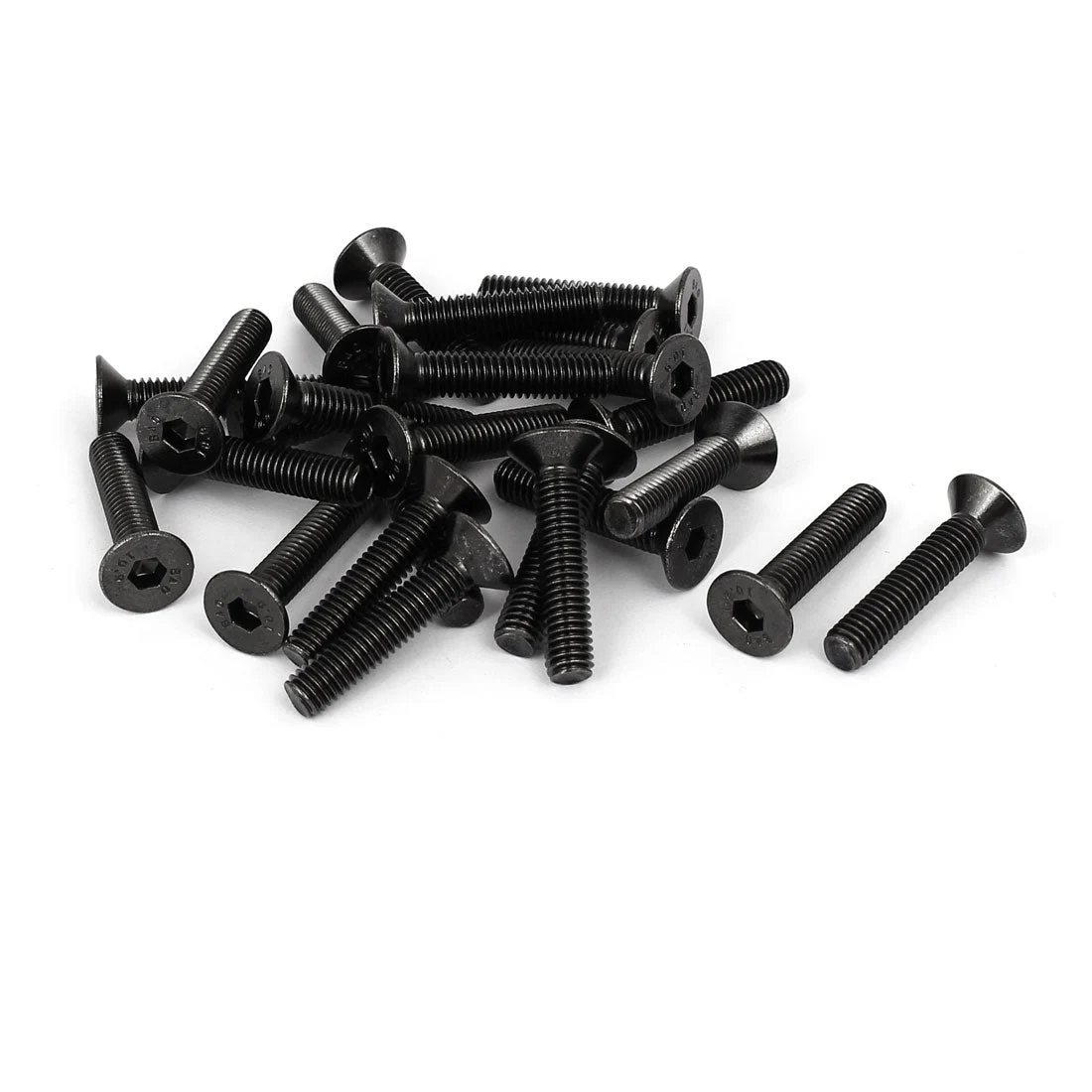 M6x30mm Black Nickle Plated Grade 10.9 Flat Head Hex Socket Cap Screw Bolt 25pcs