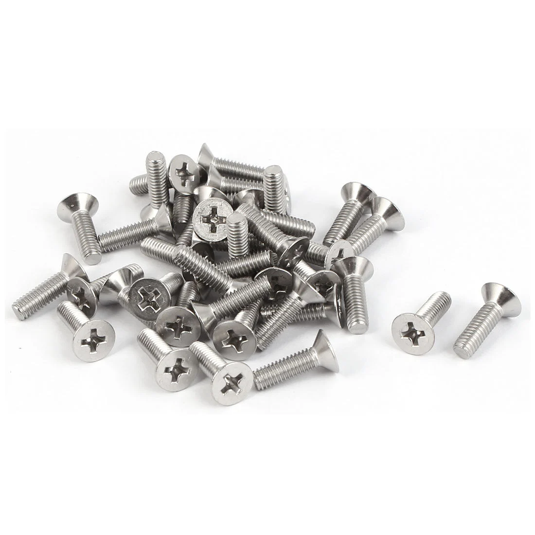 40 Pc M4x14mm 316 Stainless Steel Flat Head Phillips Machine Screws Silver Tone