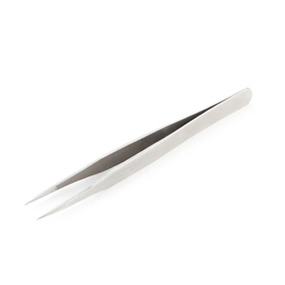 Stainless Steel Anti-slip Handle Flat Tip Tweezer Handy Tool 11.7cm Long