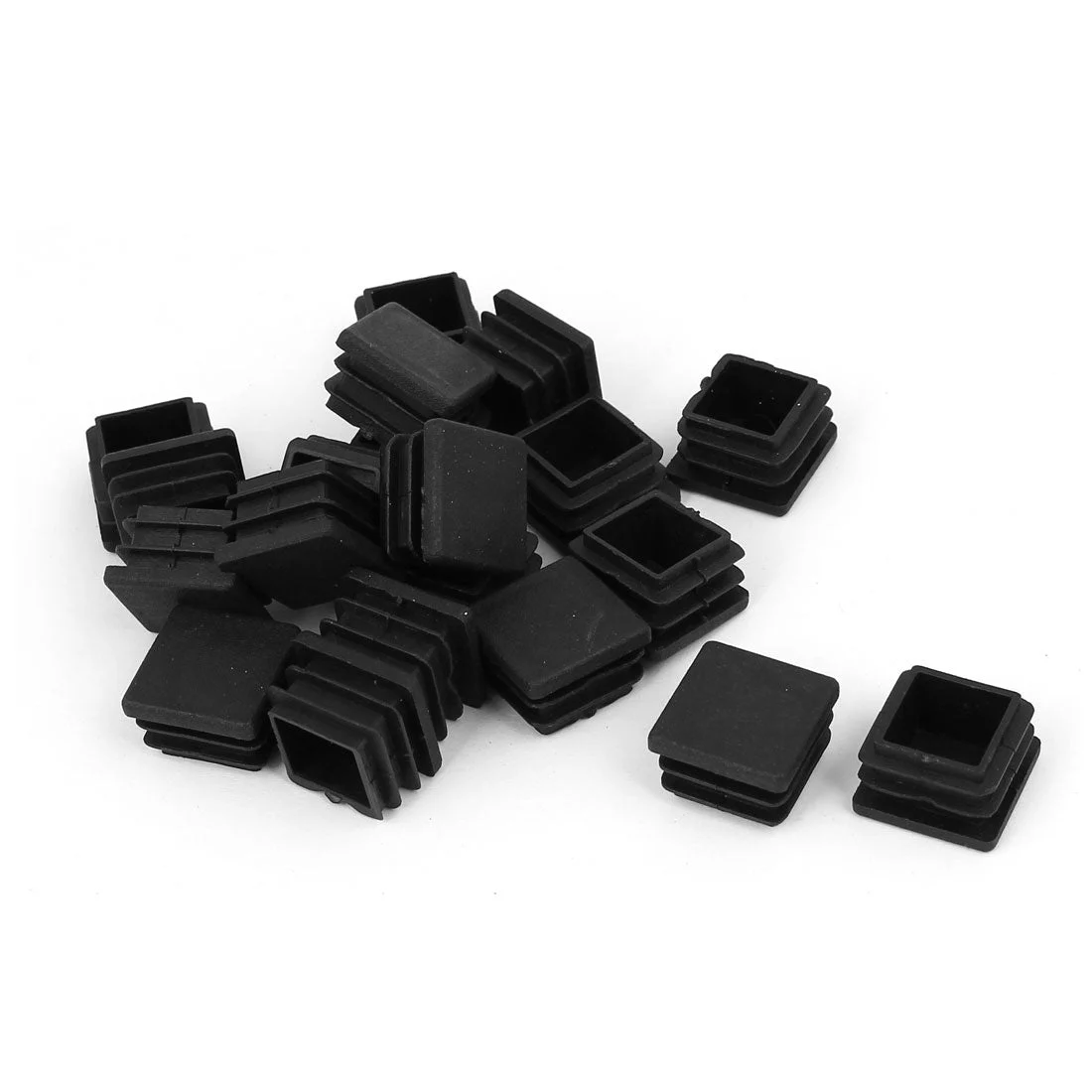 20mm x 20mm Plastic Square Shaped Blanking End Cap Tube Insert Black 20pcs