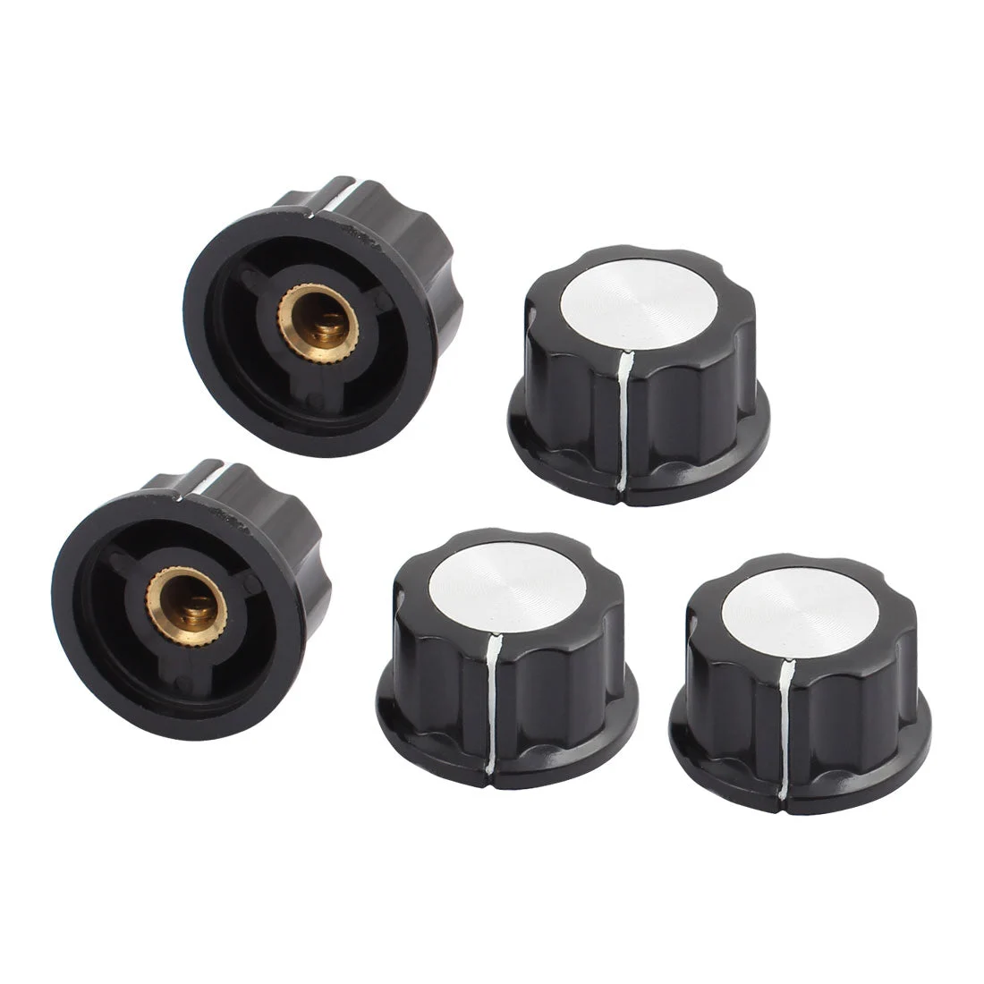 5Pcs A03 6.3mm Knurled Shaft Plastic Nonslip Potentiometer Control Rotary Knob Cap