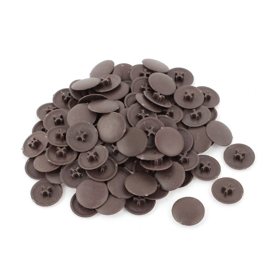 17mm Dia 4mm Thickness Plastic Round Shape Phillips Screw Cap Dark Brown 100pcs