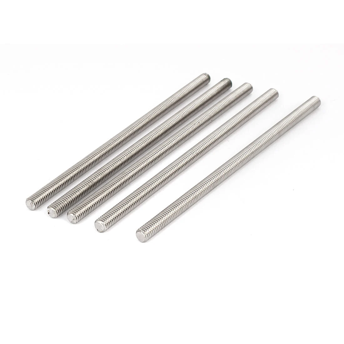 M6 x 130mm 304 Stainless Steel Fully Threaded Rod Bar Studs Silver Tone 5 Pcs