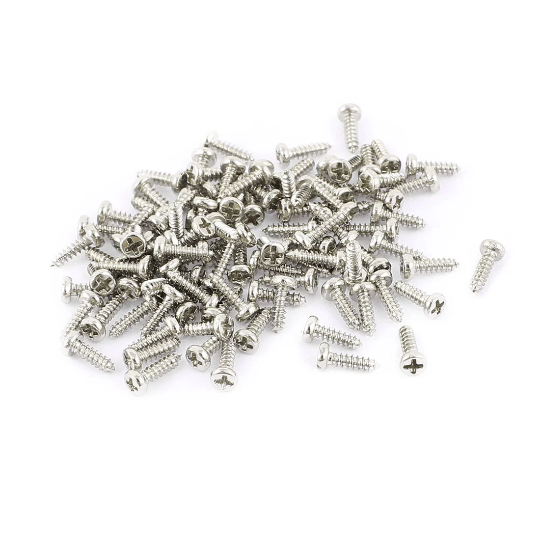 100 Pcs M1.4 x 5mm Carbon Steel Phillips Round Head Self Tapping Screws Bolts