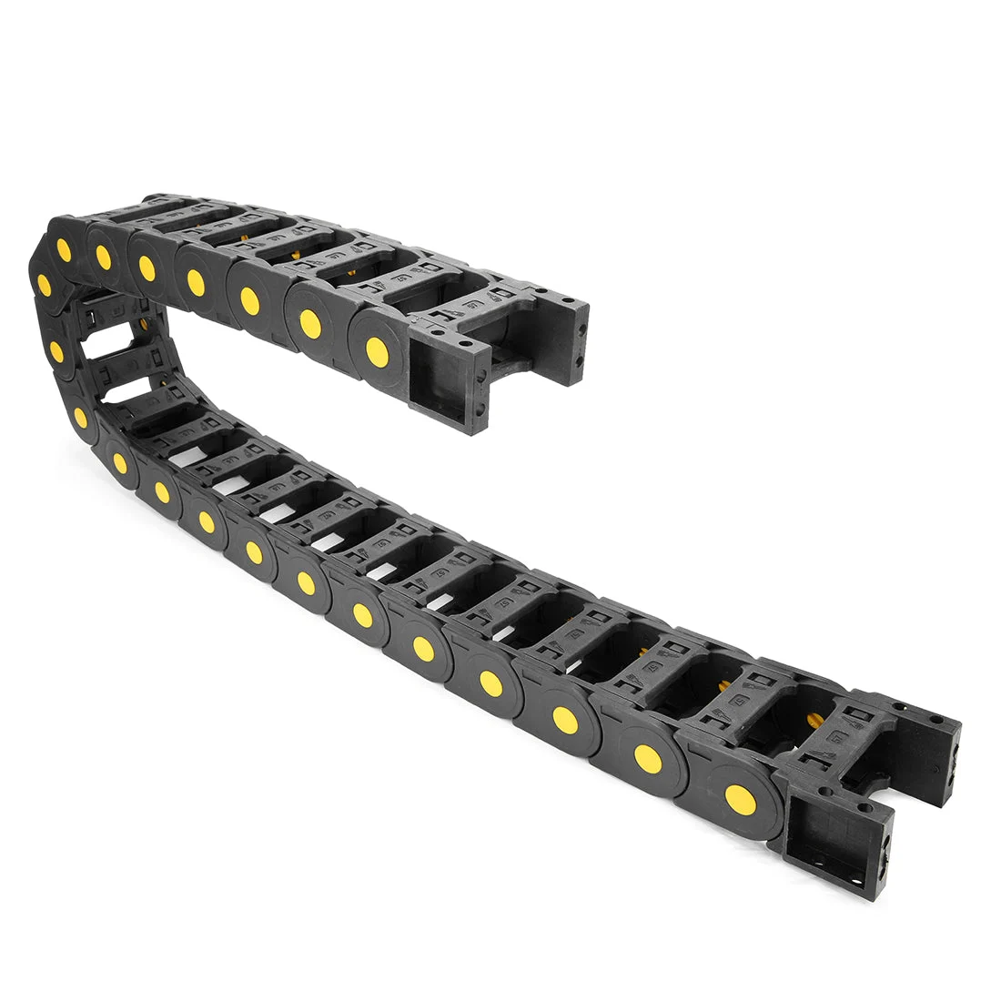 Uxcell R55 25mm x 57mm Plastic Open Type Cable Wire Carrier Drag Chain 1M Length for CNC Black