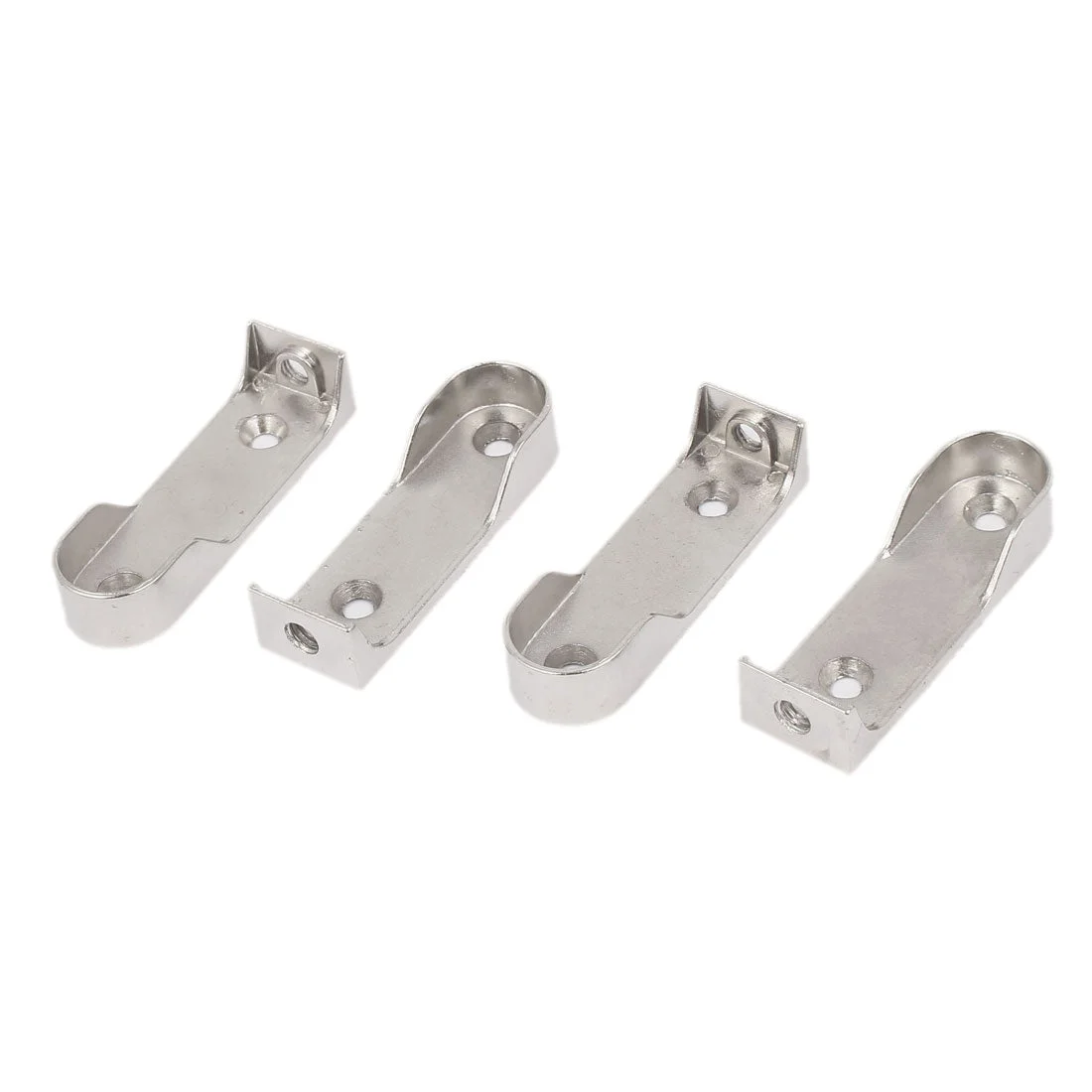 Closet Clothes Hanging Rod Flange Holder Support Bracket Silver Tone 63x20x14mm 4pcs