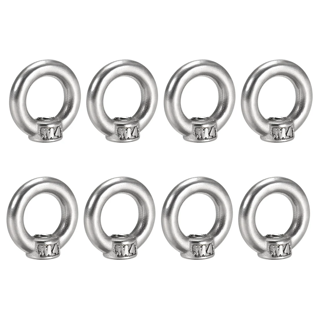 M4 Thread Dia 304 Stainless Steel Ring Shape Eyed Bolt Lifting Eye Nut 8PCS