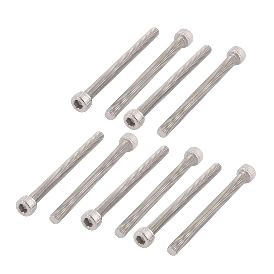 M5x60mm Thread 304 Stainless Steel Hex Socket Head Cap Screw Bolt DIN912 10pcs