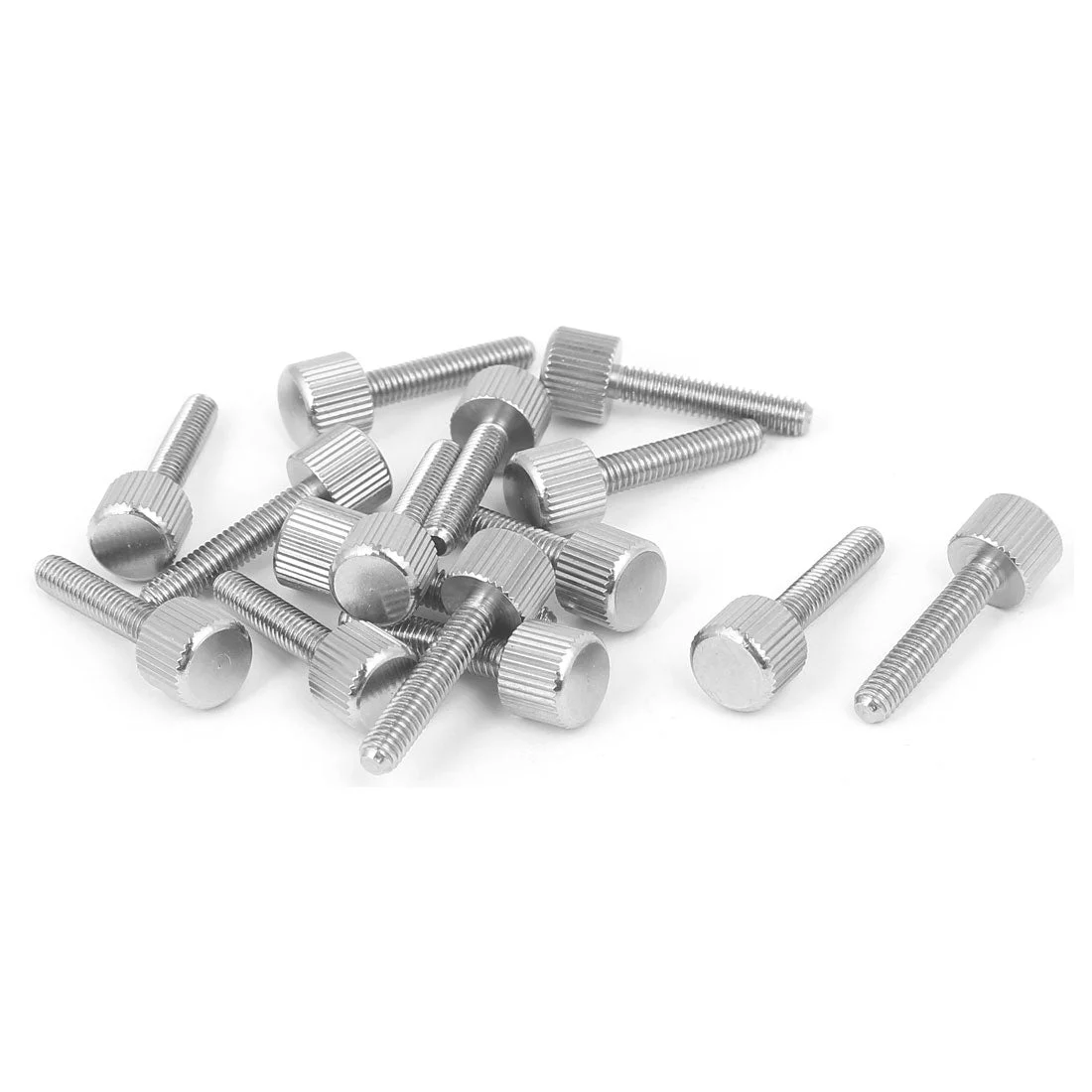 Computer PC Case Stainless Steel Flat Head Knurled Thumb Screw M4 x 20mm 15pcs