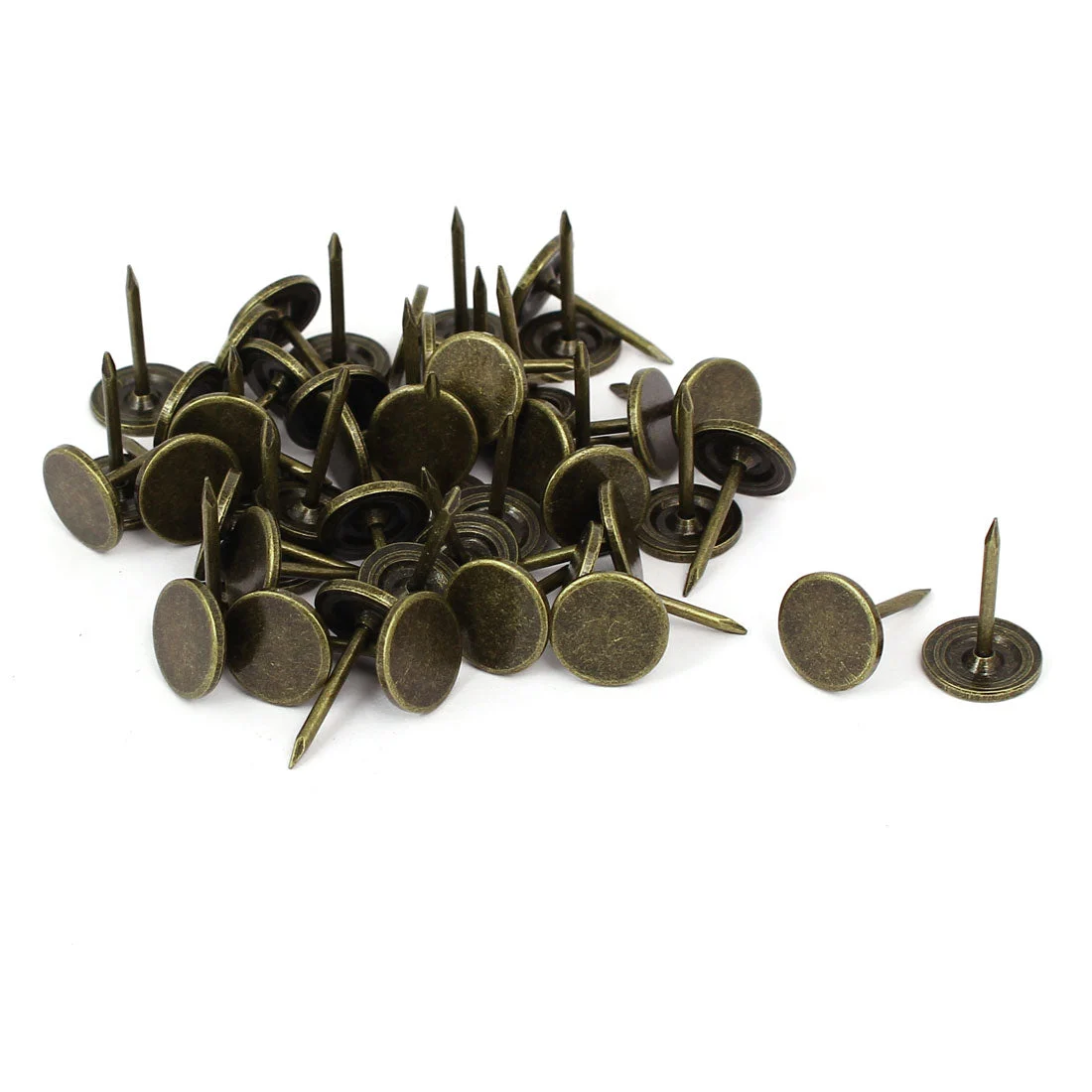 7/16" Dia 17mm Height Round Flat Head Upholstery Tack Nail Bronze Tone 50pcs