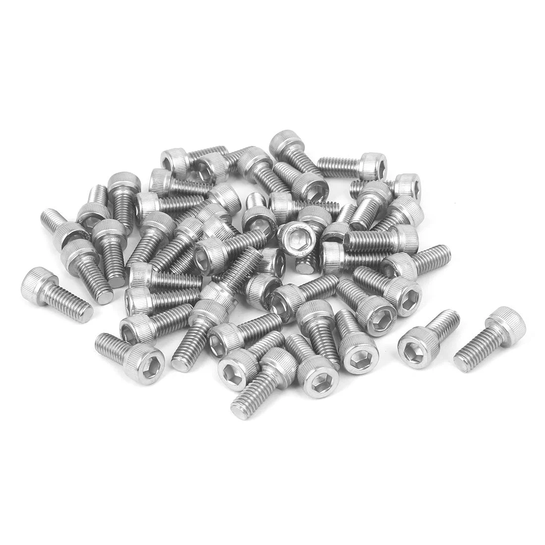 M6 x 14mm Thread 304 Stainless Steel Hex Socket Head Cap Screw Bolt DIN912 50pcs
