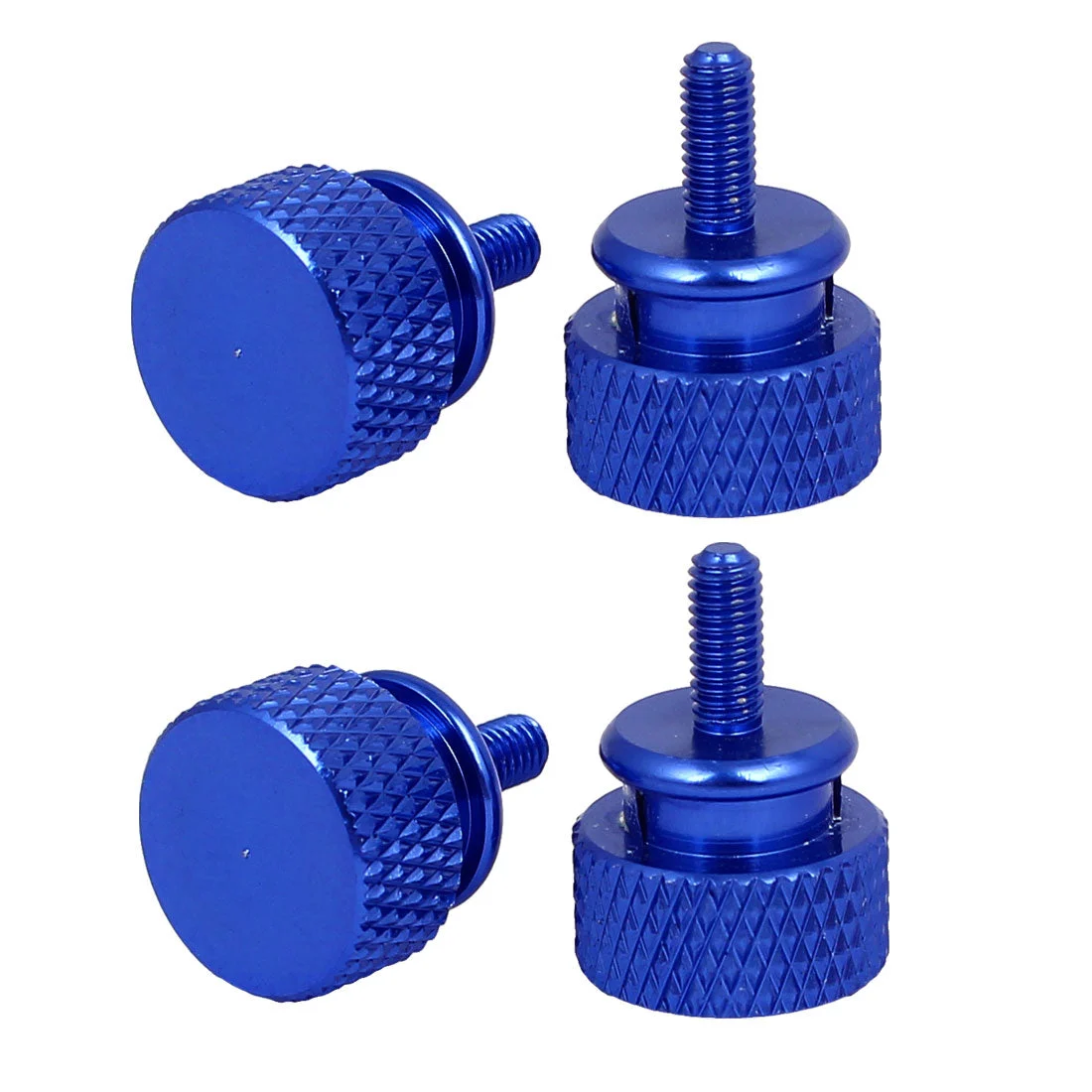 Computer PC Case Aluminum Alloy Knurled Thumb Screws Blue M3x7mm 4pcs