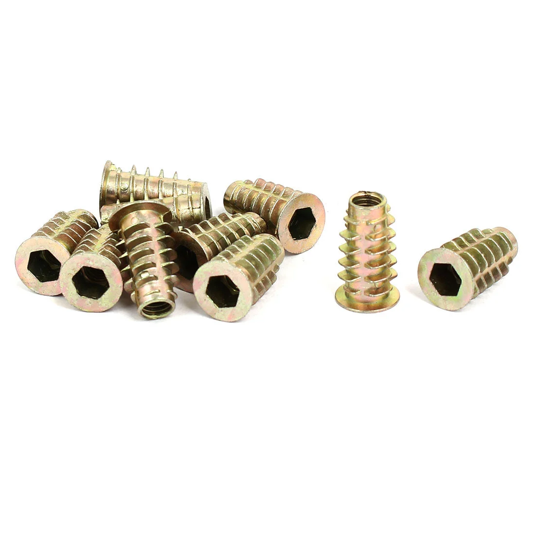 M6x20mm Interface Hex Socket Threaded Insert Nuts 10pcs for Wood Furniture