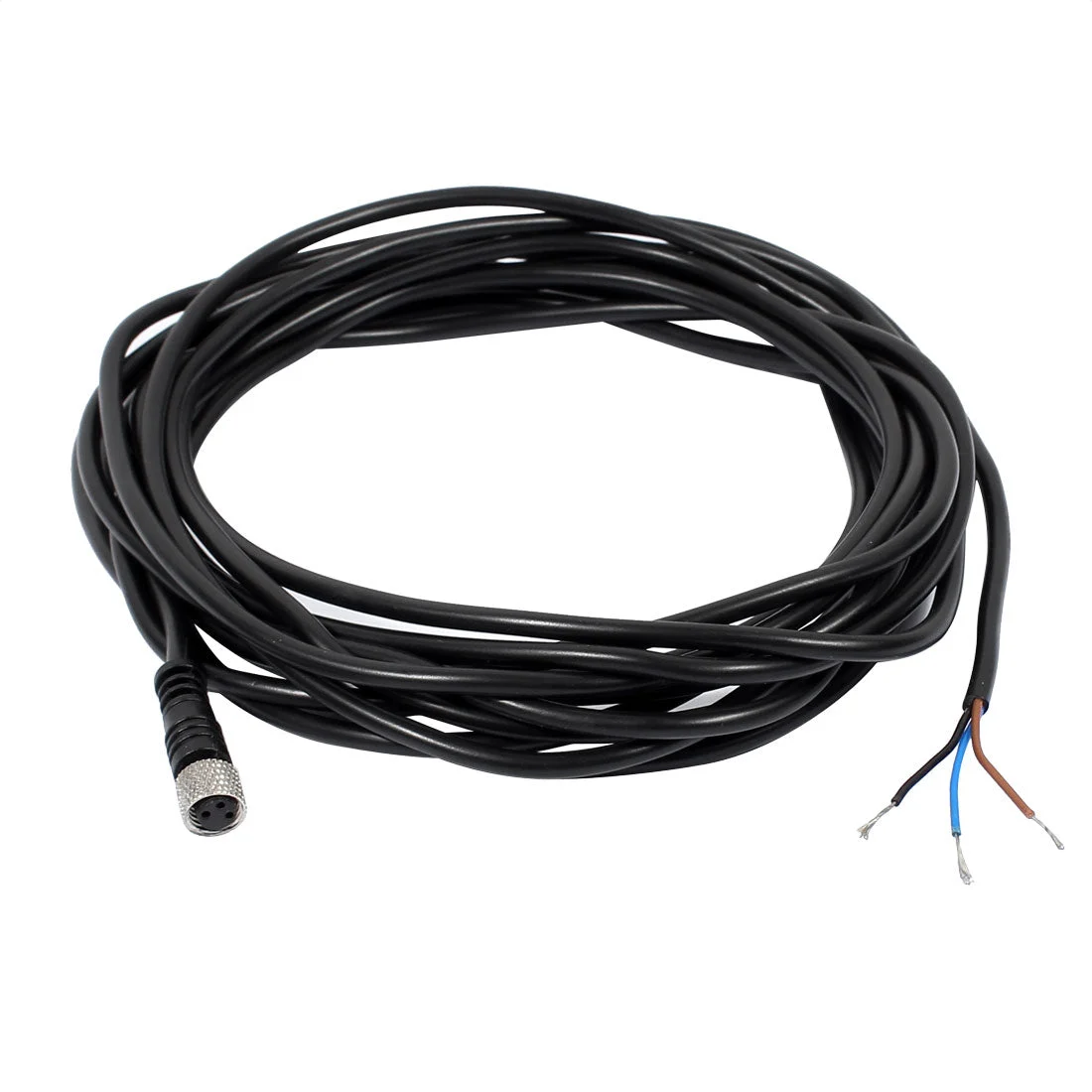 M8 Female Straight 3 Pins Connector Aviation Socket Electrical Cable 5M
