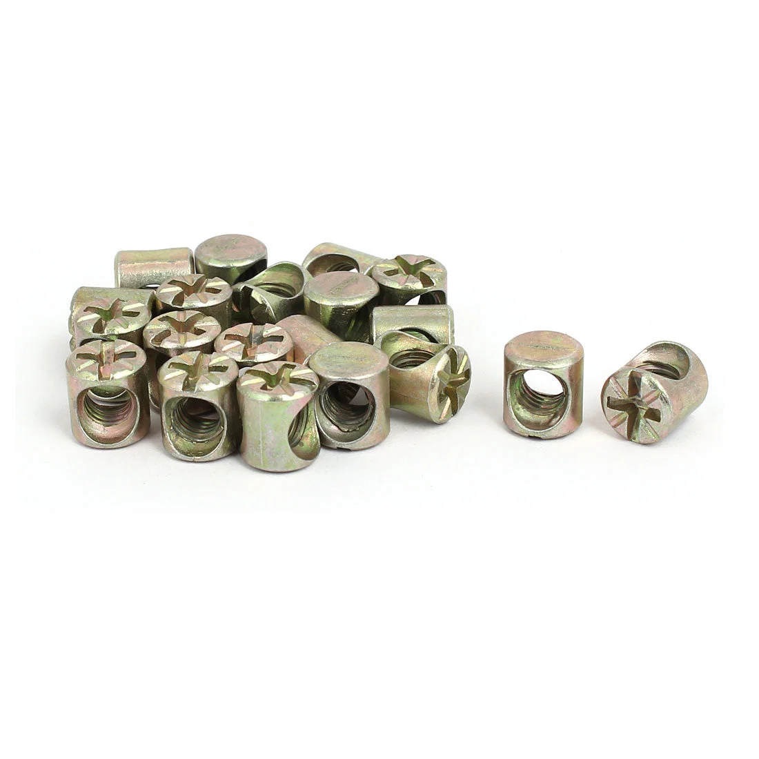 M6 x 10mm Cross Dowel Slotted Metal Barrel Nuts 20PCS for Furniture Bed Chair