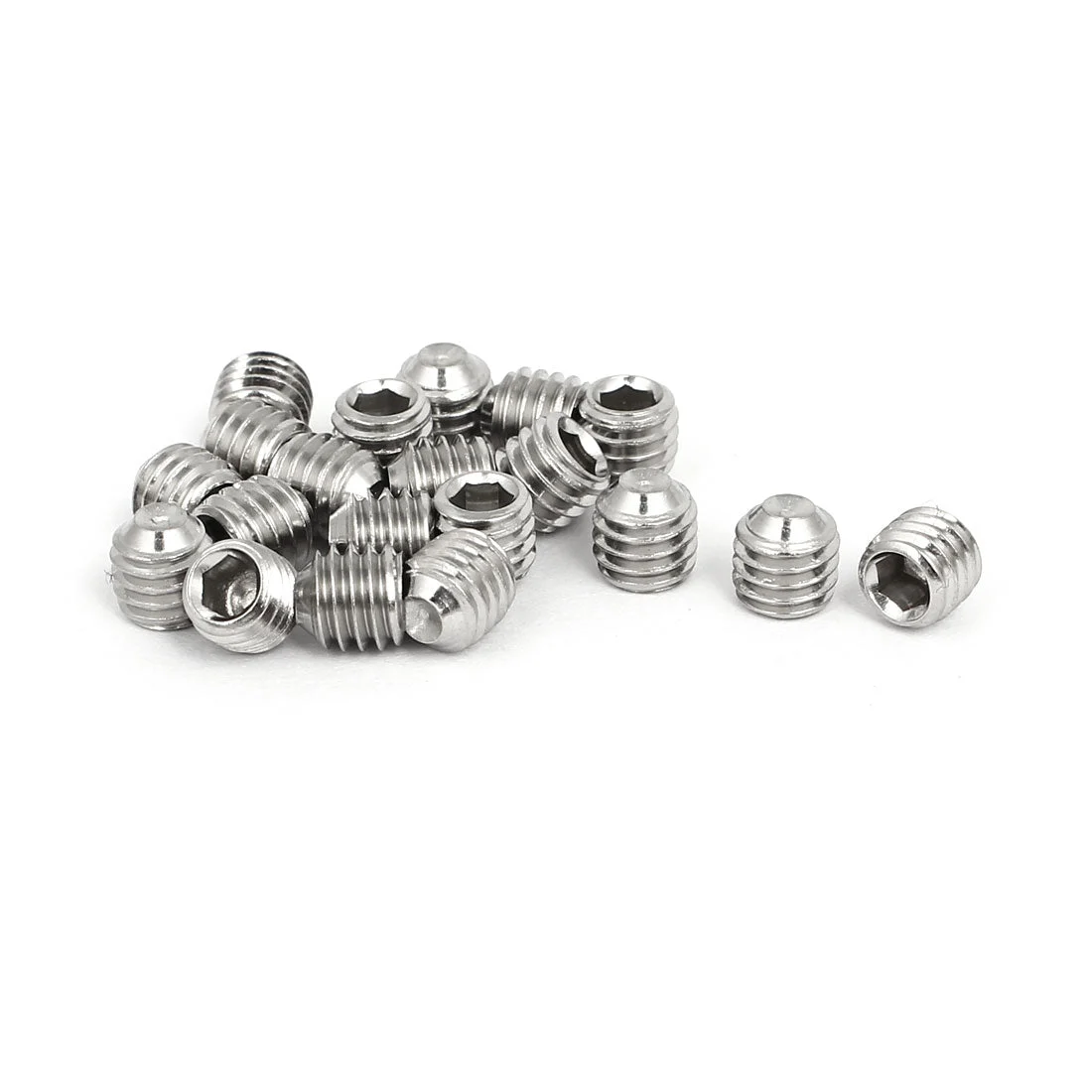 M6x6mm 316 Stainless Steel Hex Socket Cup Point Grub Set Screws 20pcs