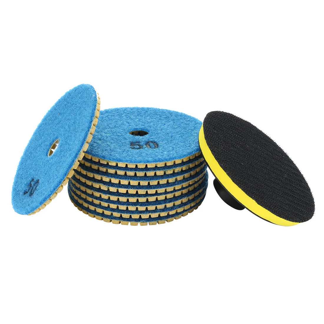 4-inch Diamond Wet Polishing Sanding Grinding Pads Grits 50 10pcs W Rubber Backer Pad