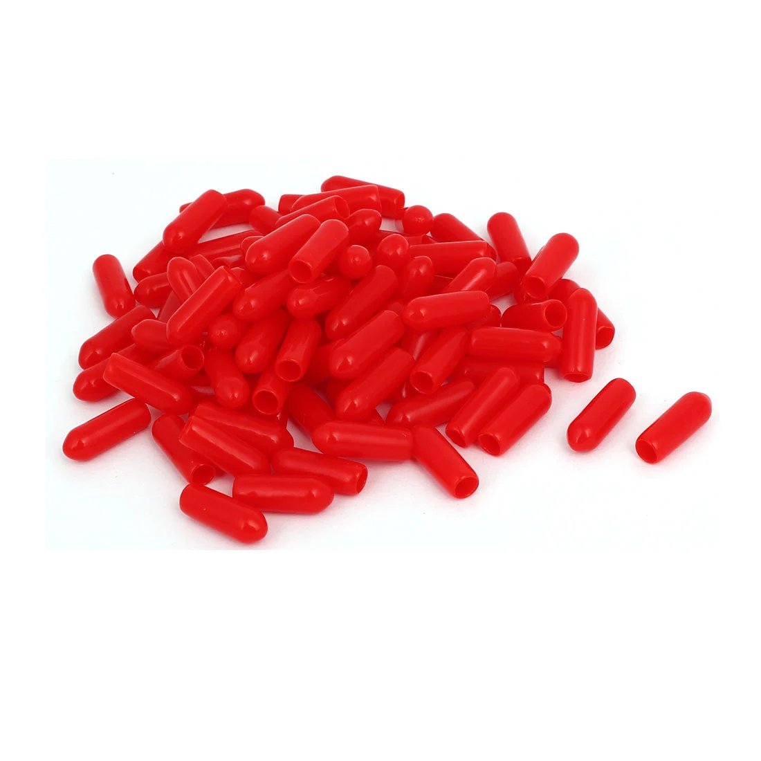 4mm Inner Dia Rubber Hose End Cap Screw Thread Protector Cover Red 100pcs