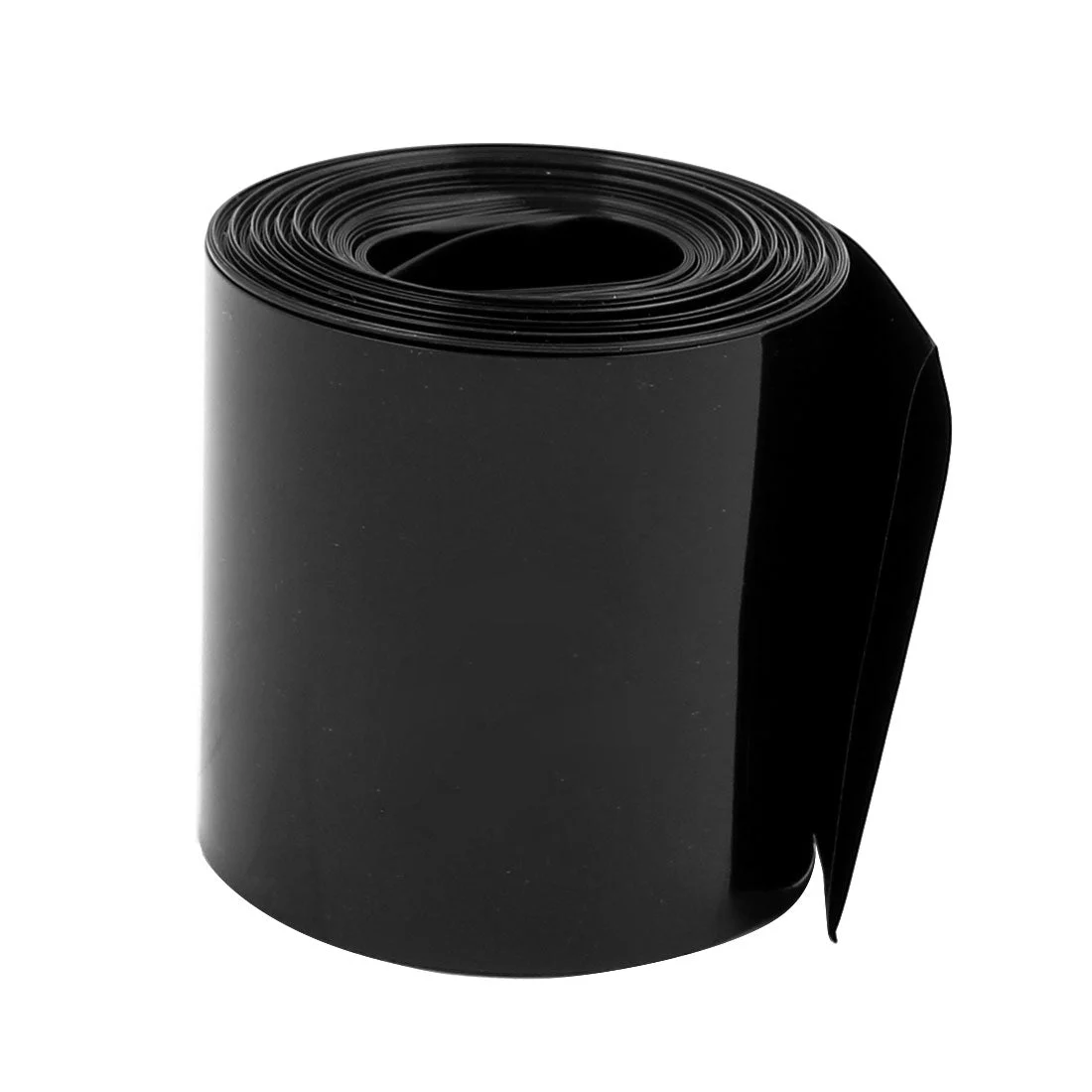 55mm Flat Width 3.1M Length PVC Heat Shrink Tube Black for 18650 Batteries