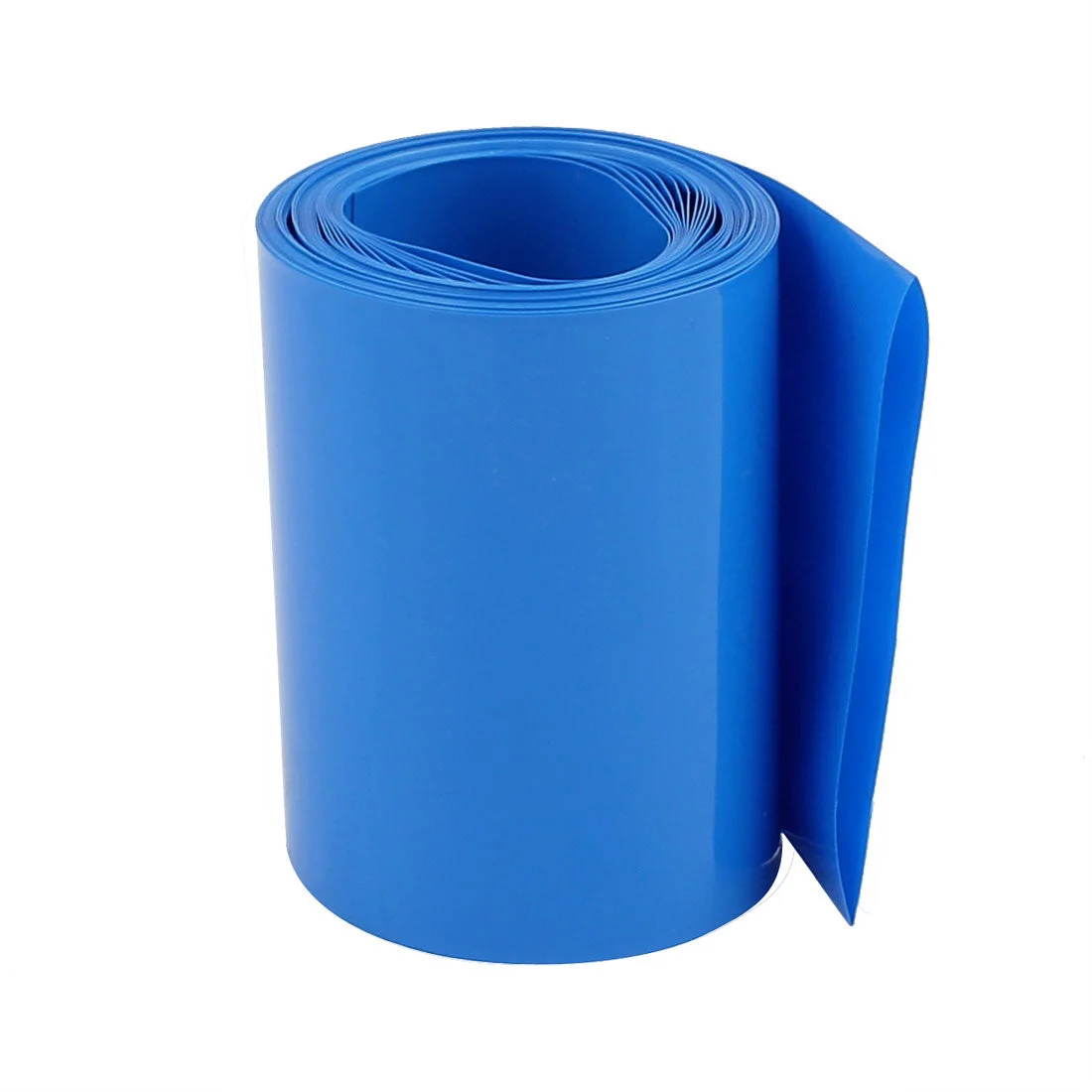 75mm Flat Width 2.1M Length PVC Heat Shrink Tube Blue for Batteries