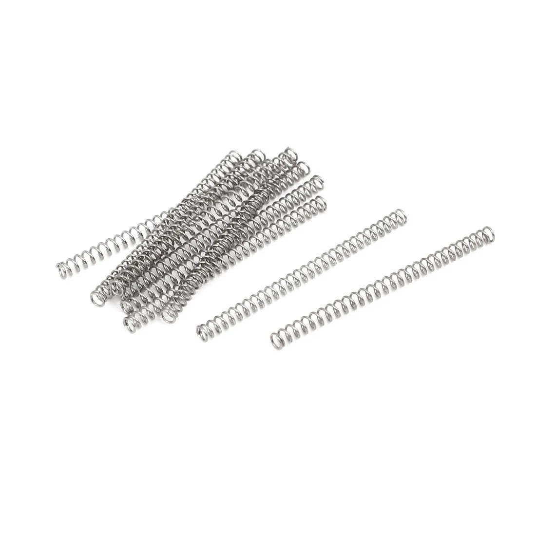 0.3mmx2mmx30mm 304 Stainless Steel Compression Springs Silver Tone 10pcs