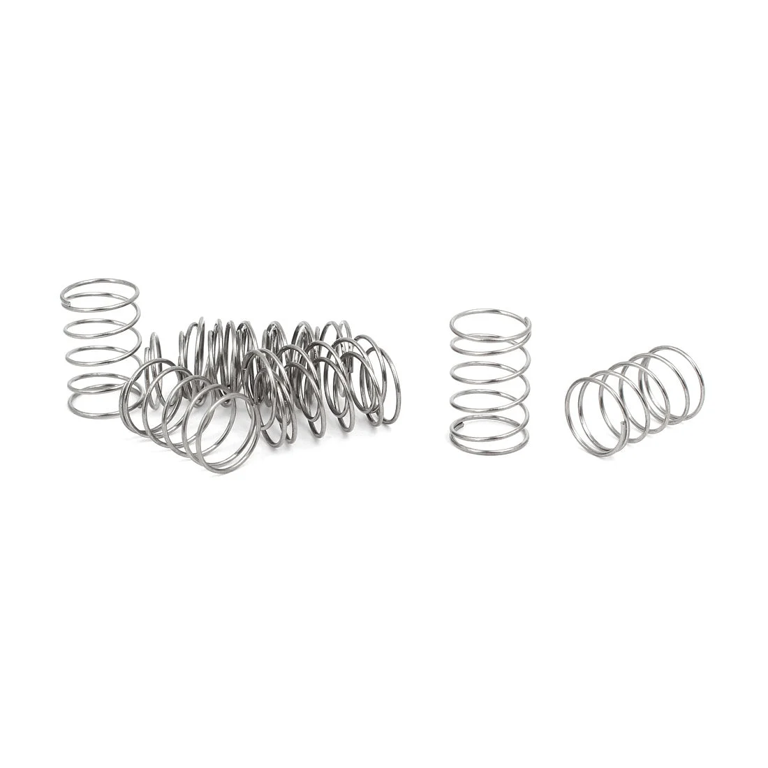 0.6mmx10mmx15mm 304 Stainless Steel Compression Springs Silver Tone 10pcs