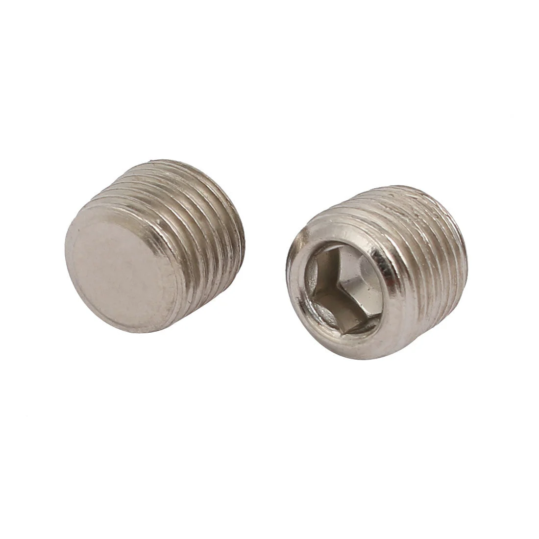 Uxcell 1/8BSP Male Thread Metal Flat Head Hex Socket Grub Screw Silver Tone 2pcs