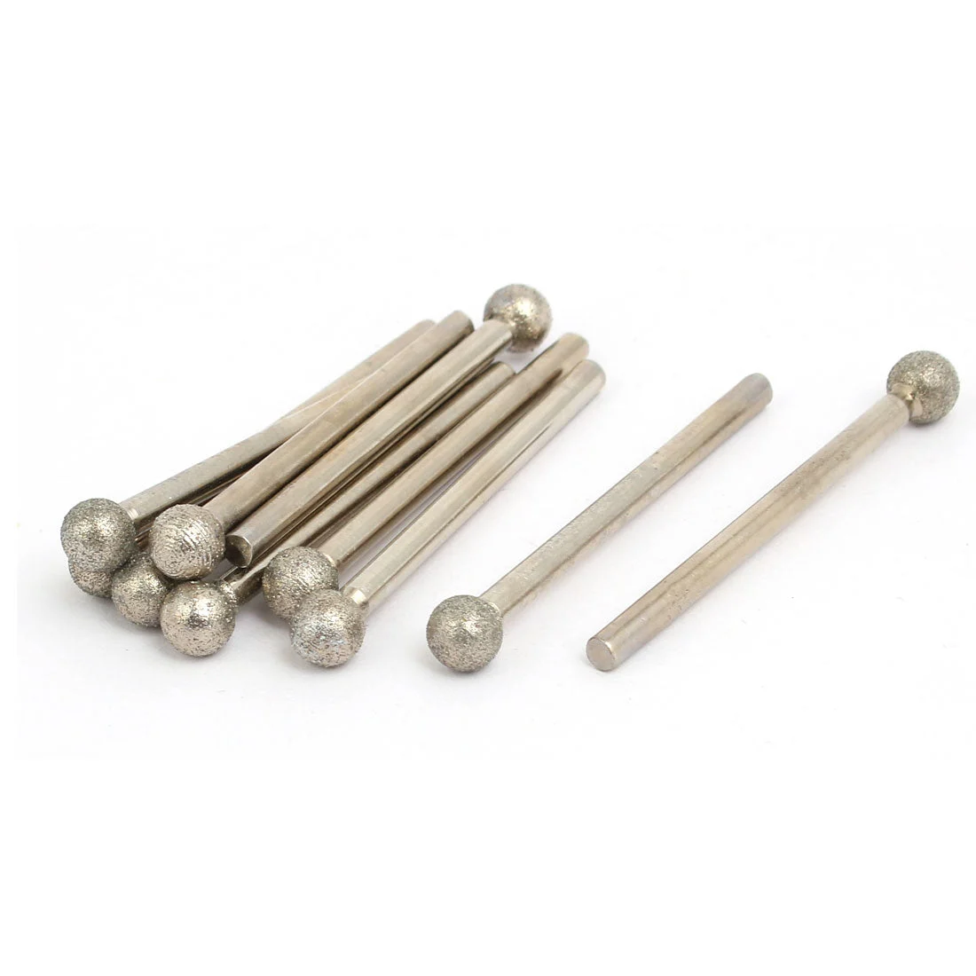 3mm Shank 6mm Dia Diamond Head Ball Shaped Grinding Mounted Point Bits 10pcs