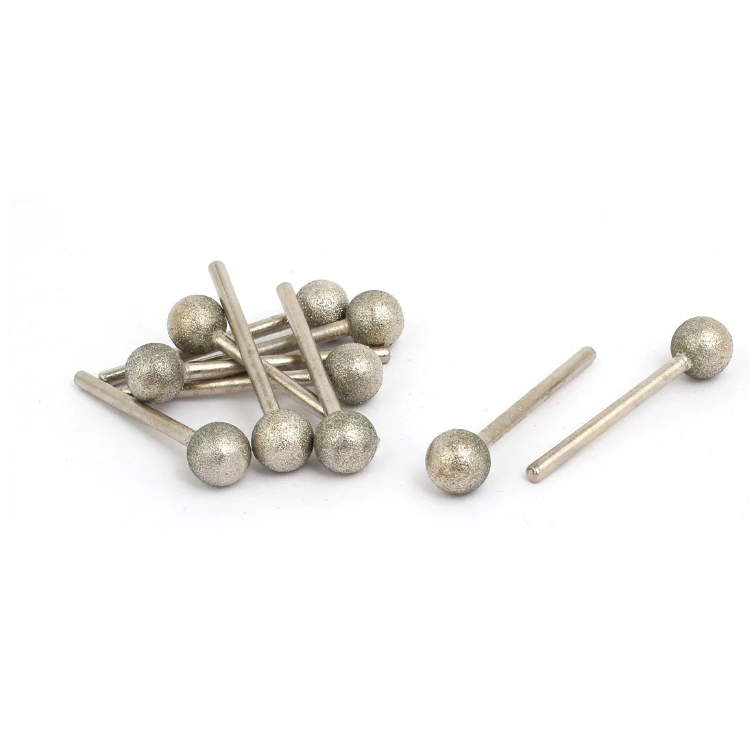 3mm Shank 10mm Dia Diamond Head Ball Shaped Grinding Mounted Point Bits 10pcs