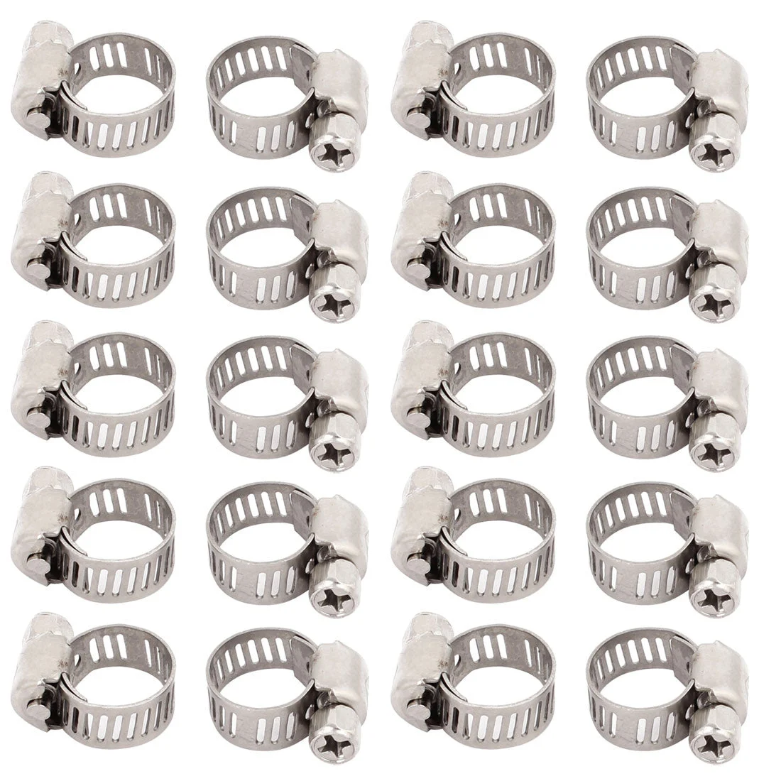 6mm-12mm Adjustable Range 8mm Width Stainless Steel Gear Hose Clamp 20pcs