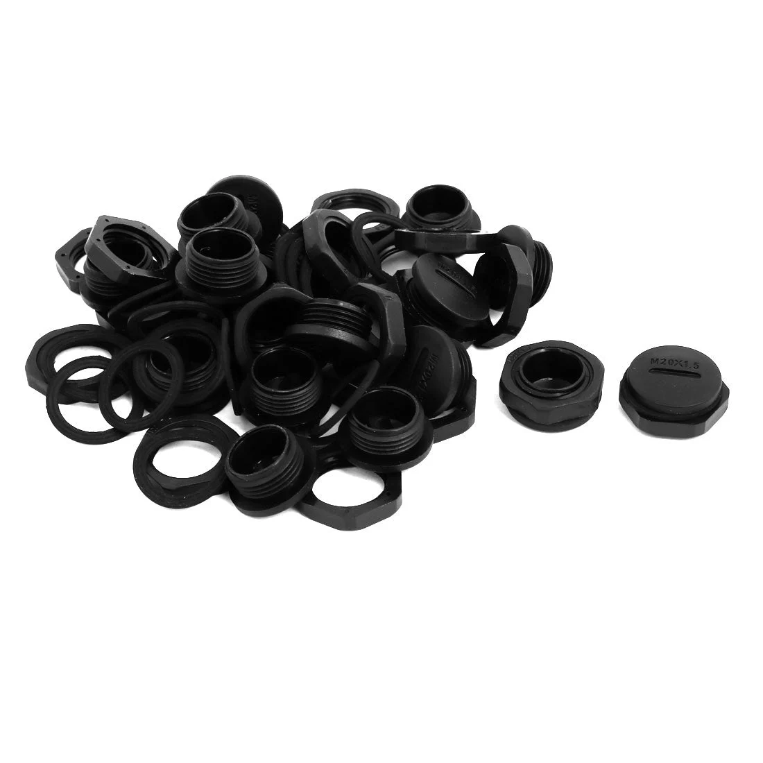 M20x1.5mm Nylon Male Threaded Cable Gland Screw End Cap Cover Black 20pcs