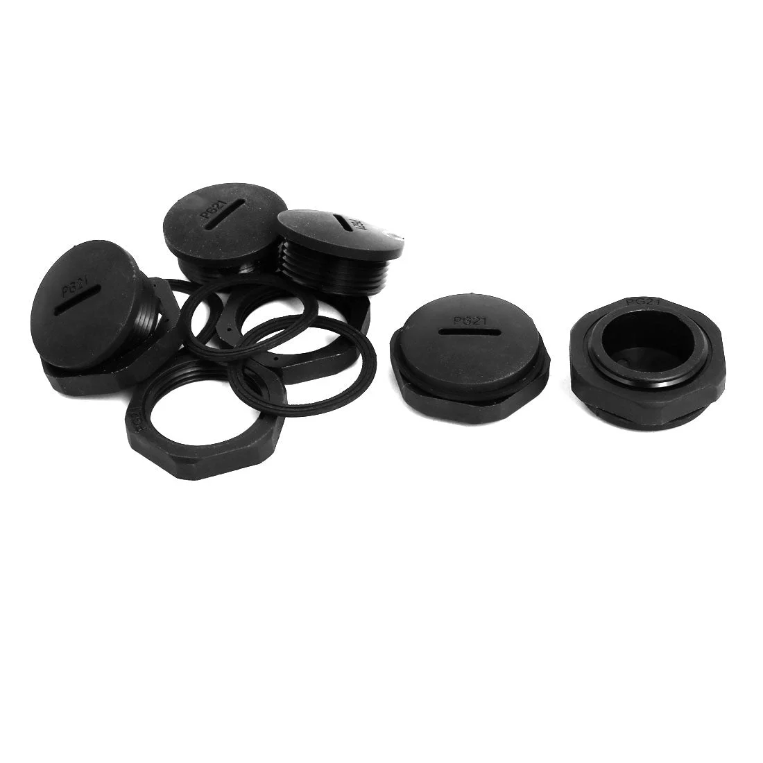 PG21 Nylon Male Threaded Cable Gland Screw End Cap Cover Black 5pc