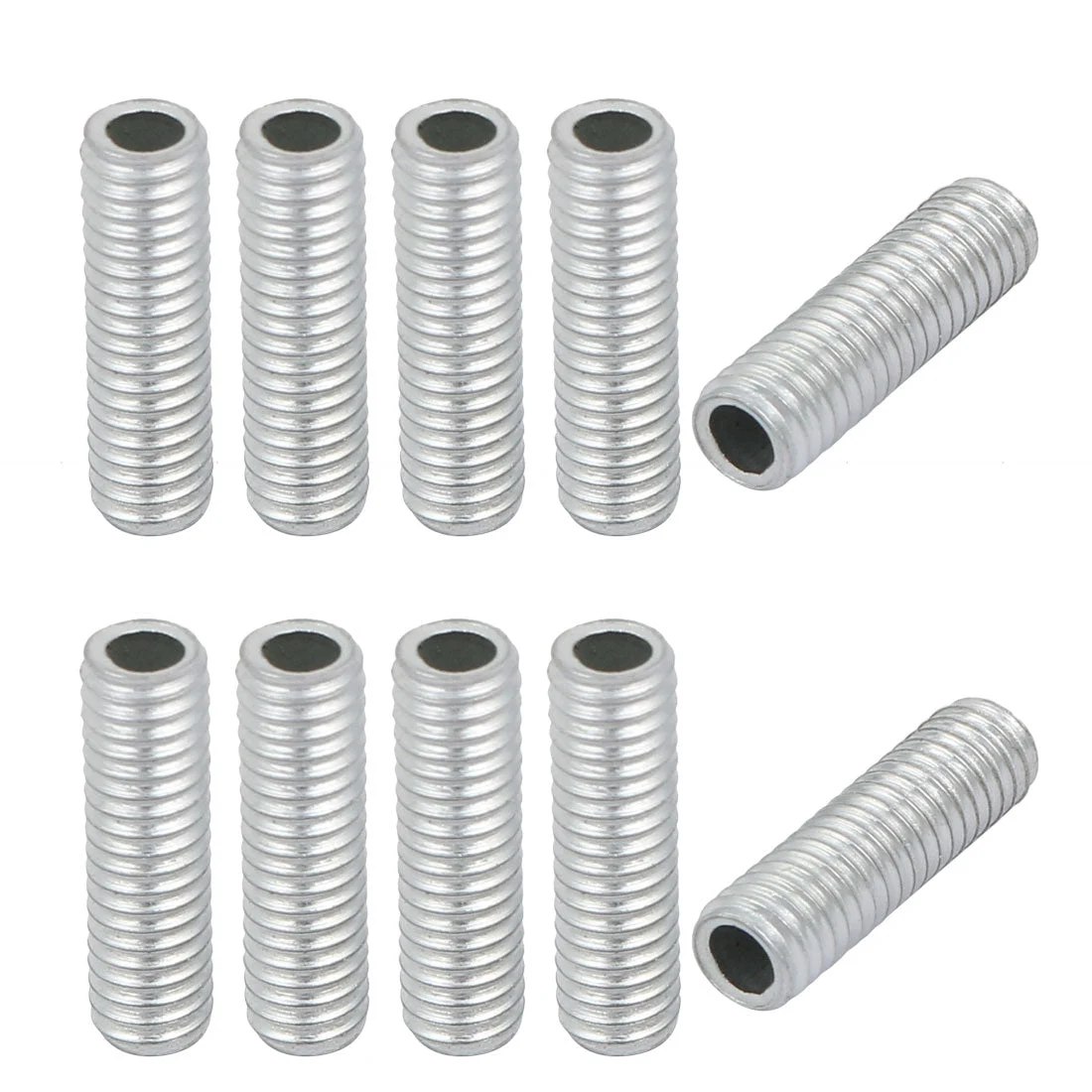 10Pcs M6 Full Threaded Lamp Nipple Straight Pass-Through Pipe Connector 20mm Length