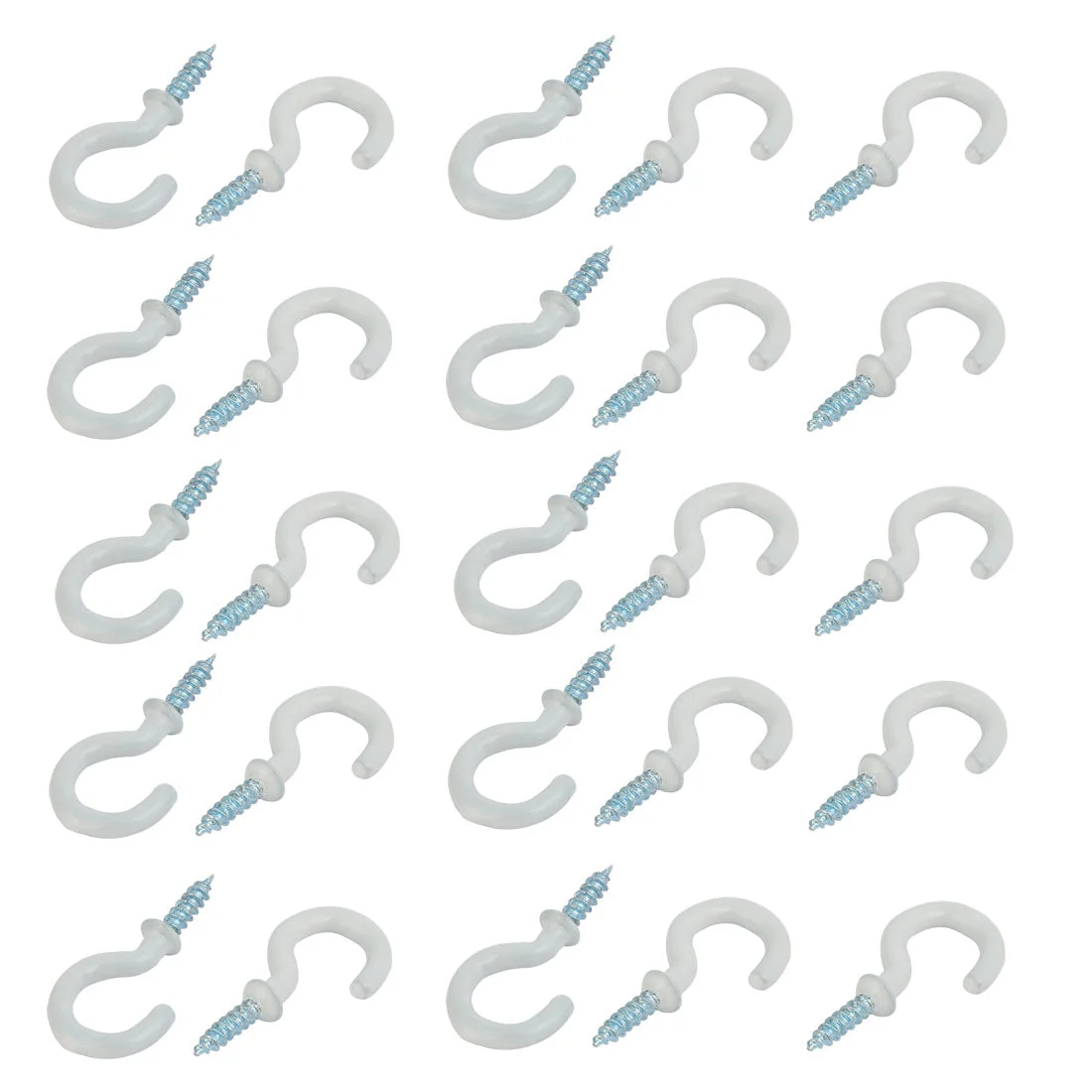 3/4 Inch Plastic Coated Screw-in Open Cup Ceiling Hooks Hangers White 25pcs