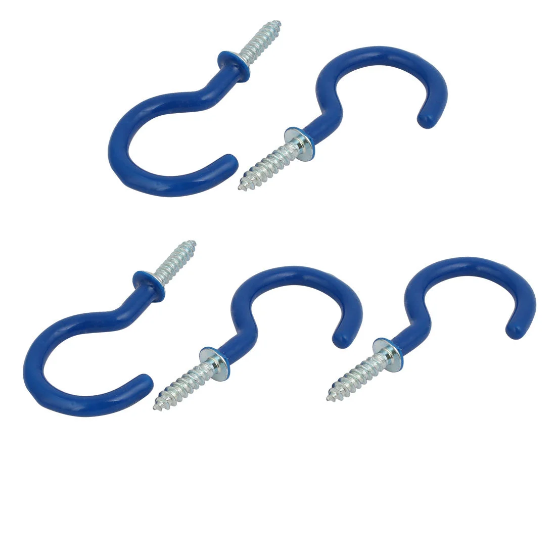 1-1/2 Inch Plastic Coated Screw-in Open Cup Ceiling Hooks Hangers Blue 5pcs