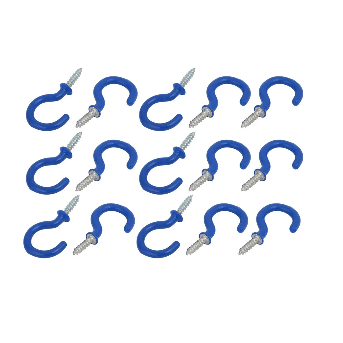 1 Inch Plastic Coated Screw-in Open Cup Ceiling Hooks Hangers Blue 15pcs