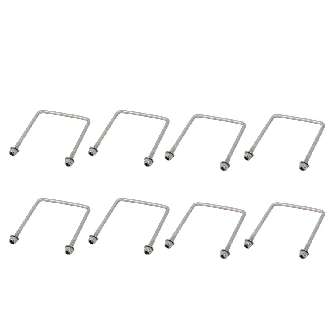 M4 Thread 70mm Length 304 Stainless Steel Square U Bolt Silver Tone 8pcs