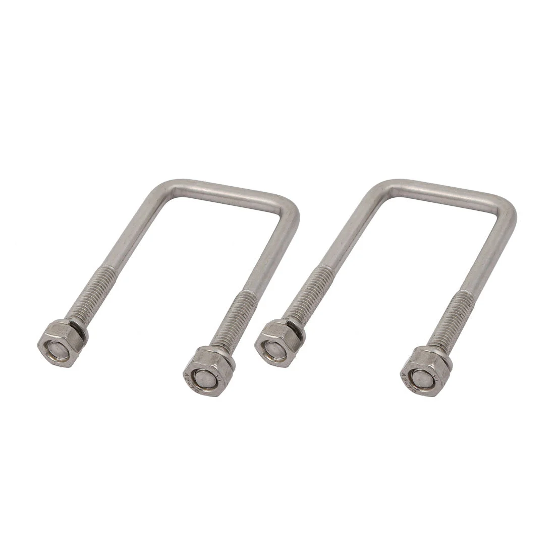 M6 Thread 30mm Inner Width 304 Stainless Steel Square U Bolt Silver Tone 2pcs
