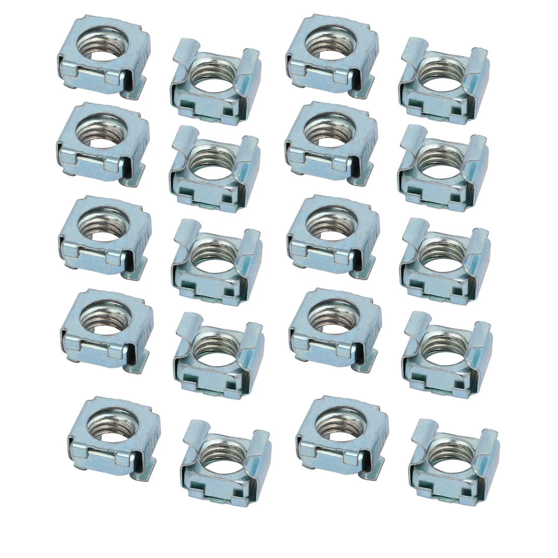 20pcs M10 Carbon Steel Captive Cage Nut Silver Blue for Server Shelf Cabinet