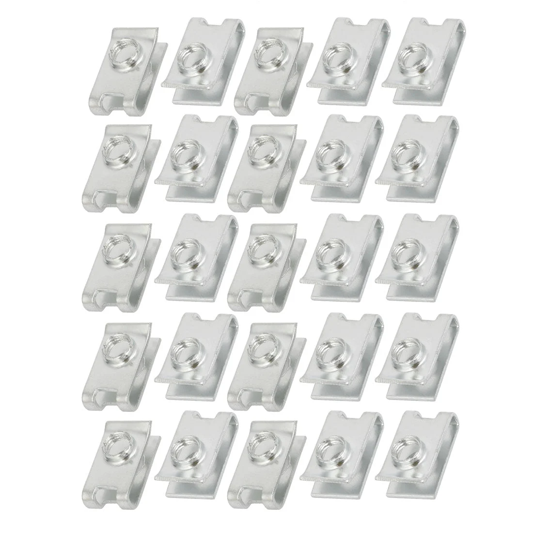 Fit M6 Screw 65Mn Spring Steel U Nut Silver Tone 19mm x 11mm 25pcs
