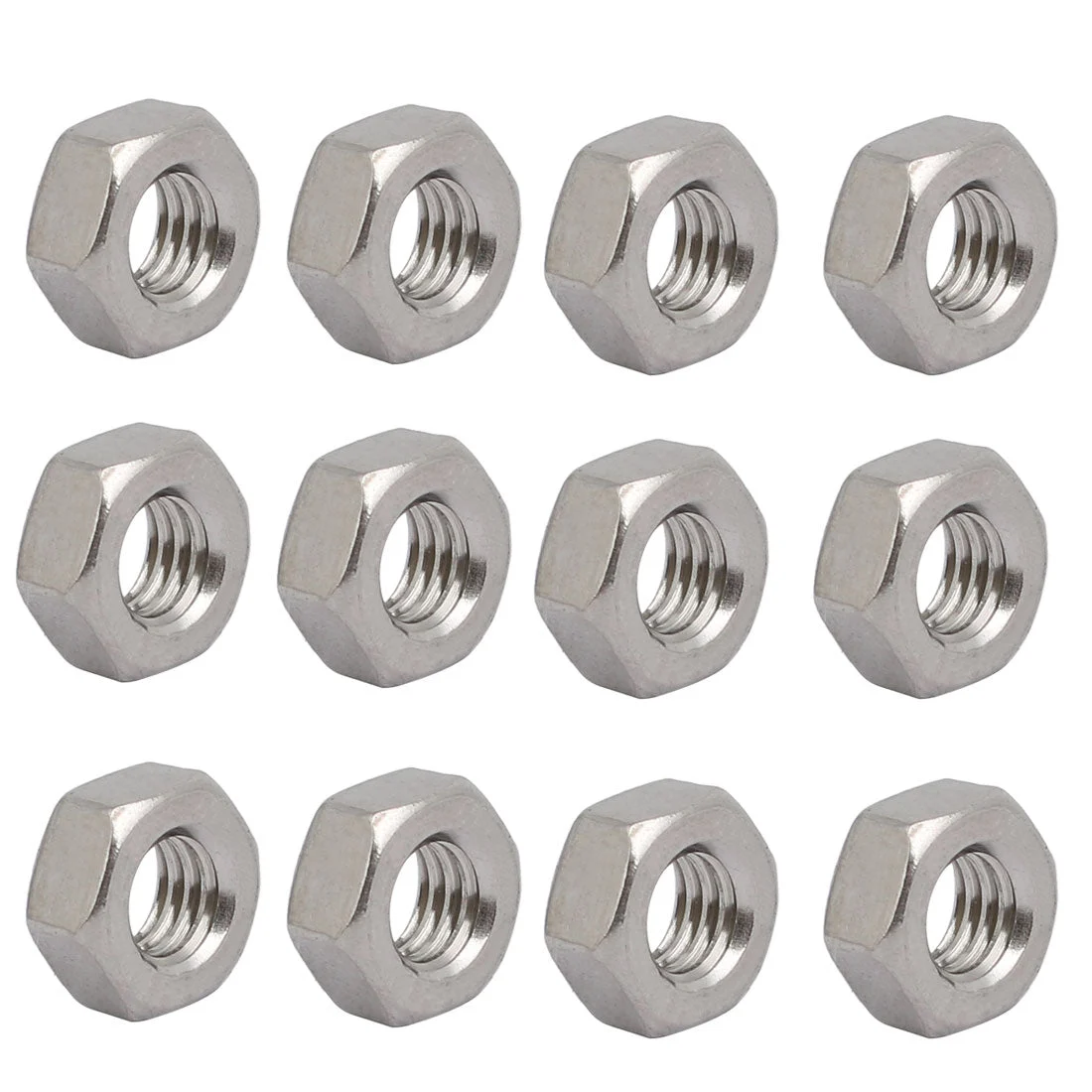 12pcs M6 x 1mm Pitch Metric Thread 304 Stainless Steel Left Hand Hex Nuts
