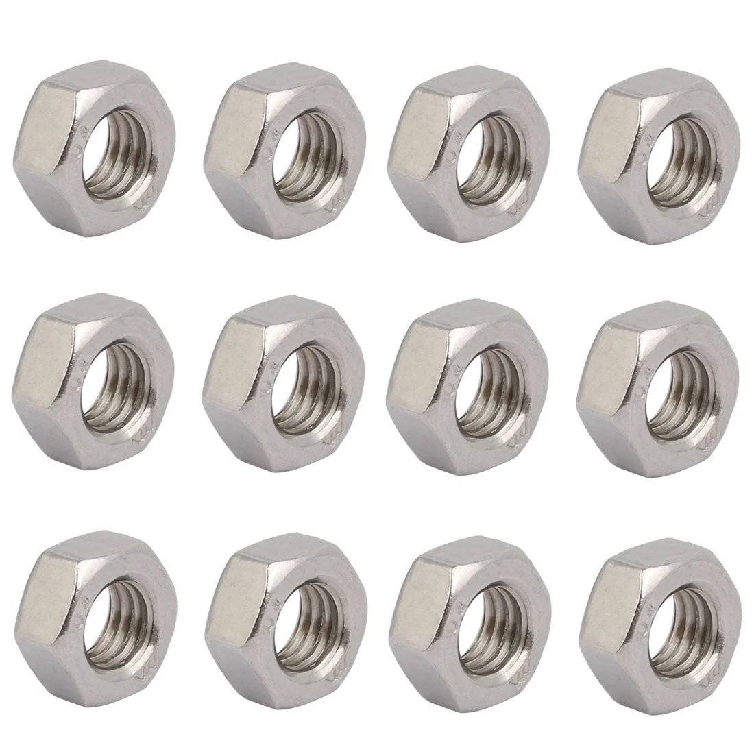 12pcs M8 x 1.25mm Pitch Metric Thread 304 Stainless Steel Left Hand Hex Nuts
