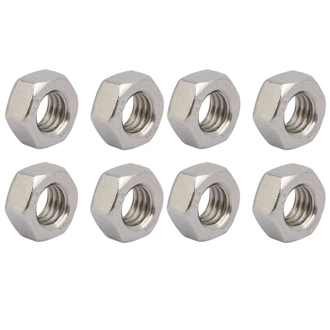 8pcs M8 x 1.25mm Pitch Metric Thread 201 Stainless Steel Left Hand Hex Nuts