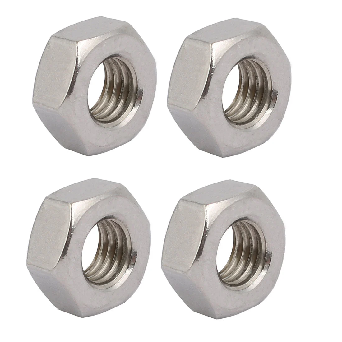 4pcs M10 x 1.5mm Pitch Metric Thread 201 Stainless Steel Left Hand Hex Nuts