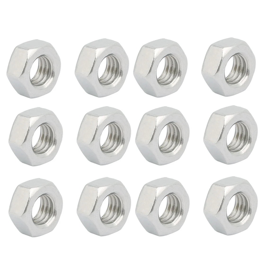 12pcs M8 x 1.25mm Pitch Metric Thread Carbon Steel Zinc Plated Left Hand Hex Nuts