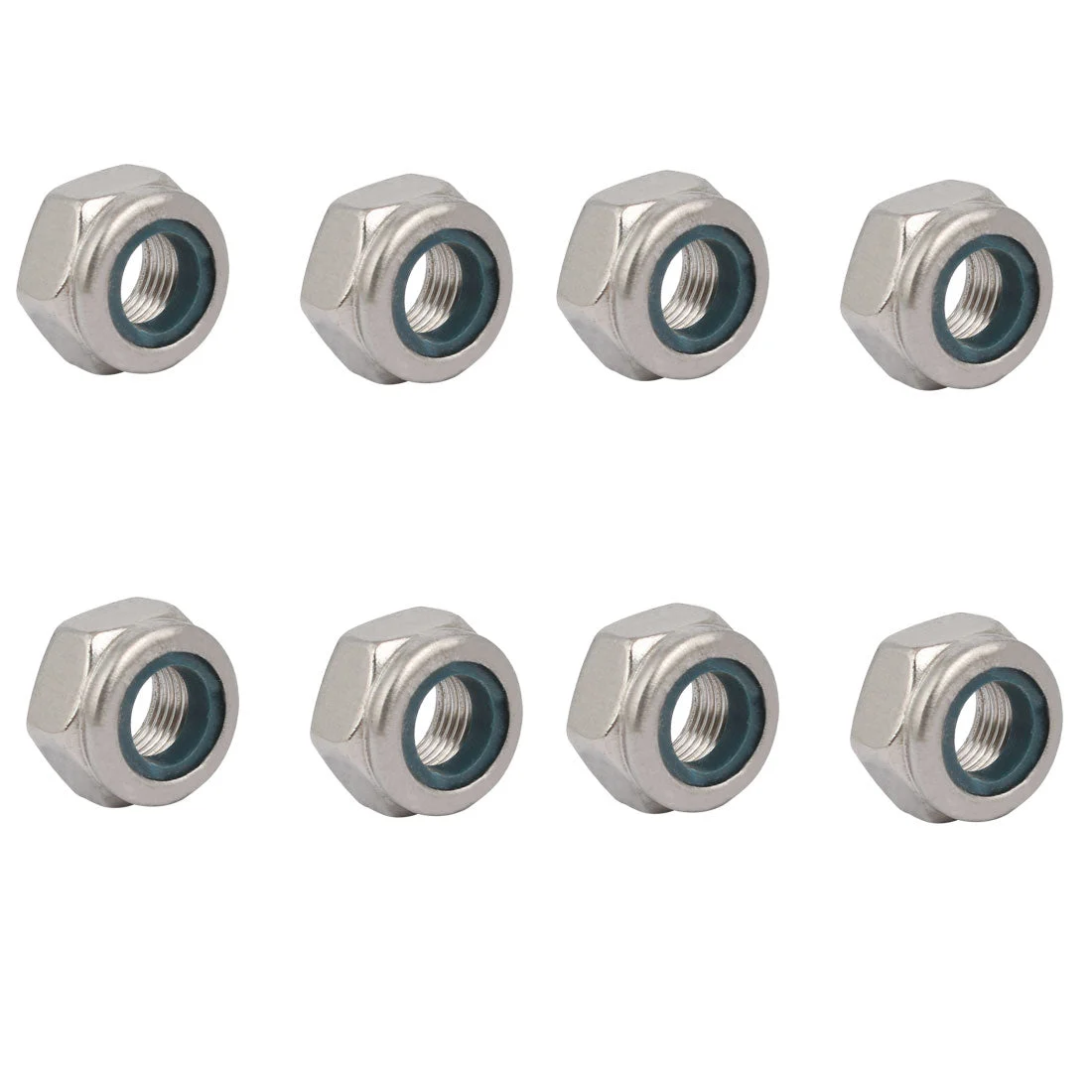 8pcs M10 x 1mm Pitch Metric Fine Thread 304 Stainless Steel Hex Lock Nuts