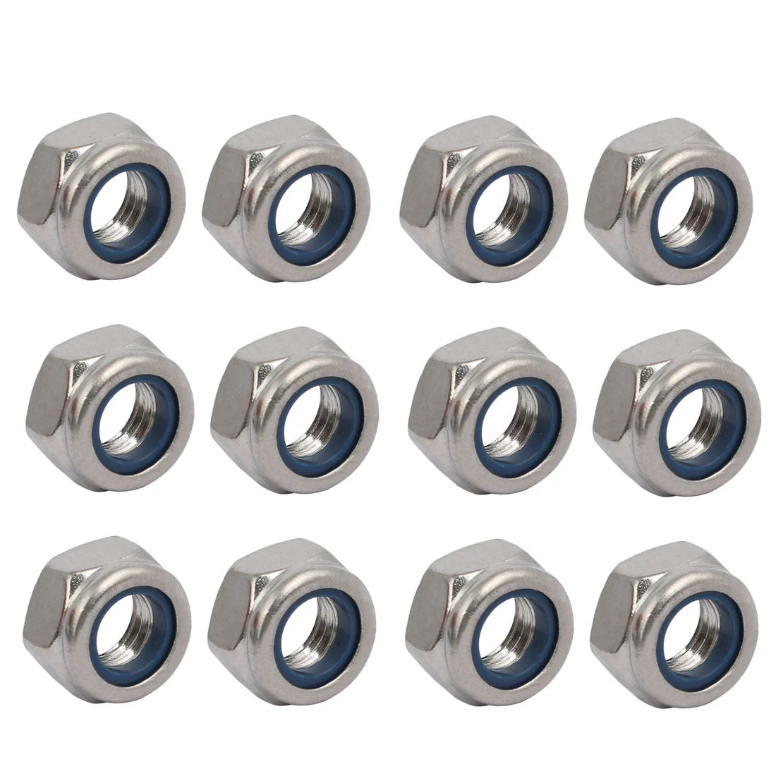 12pcs M8 x 1.25mm Pitch Metric Thread 304 Stainless Steel Left Hand Lock Nuts