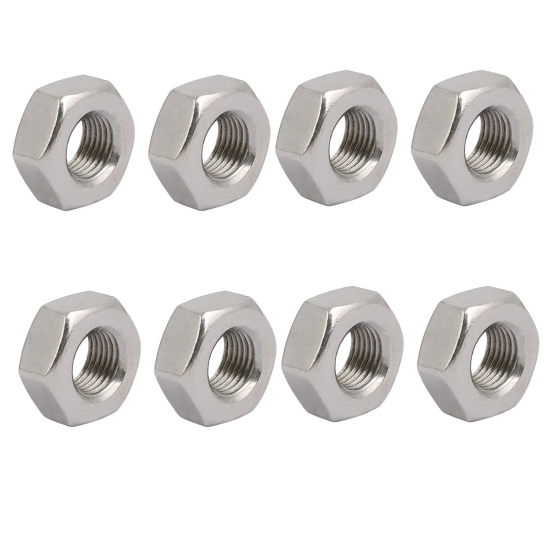Hex Nuts, M10x1 UNF 304 Stainless Steel Thread Hexagon Nut 8pcs