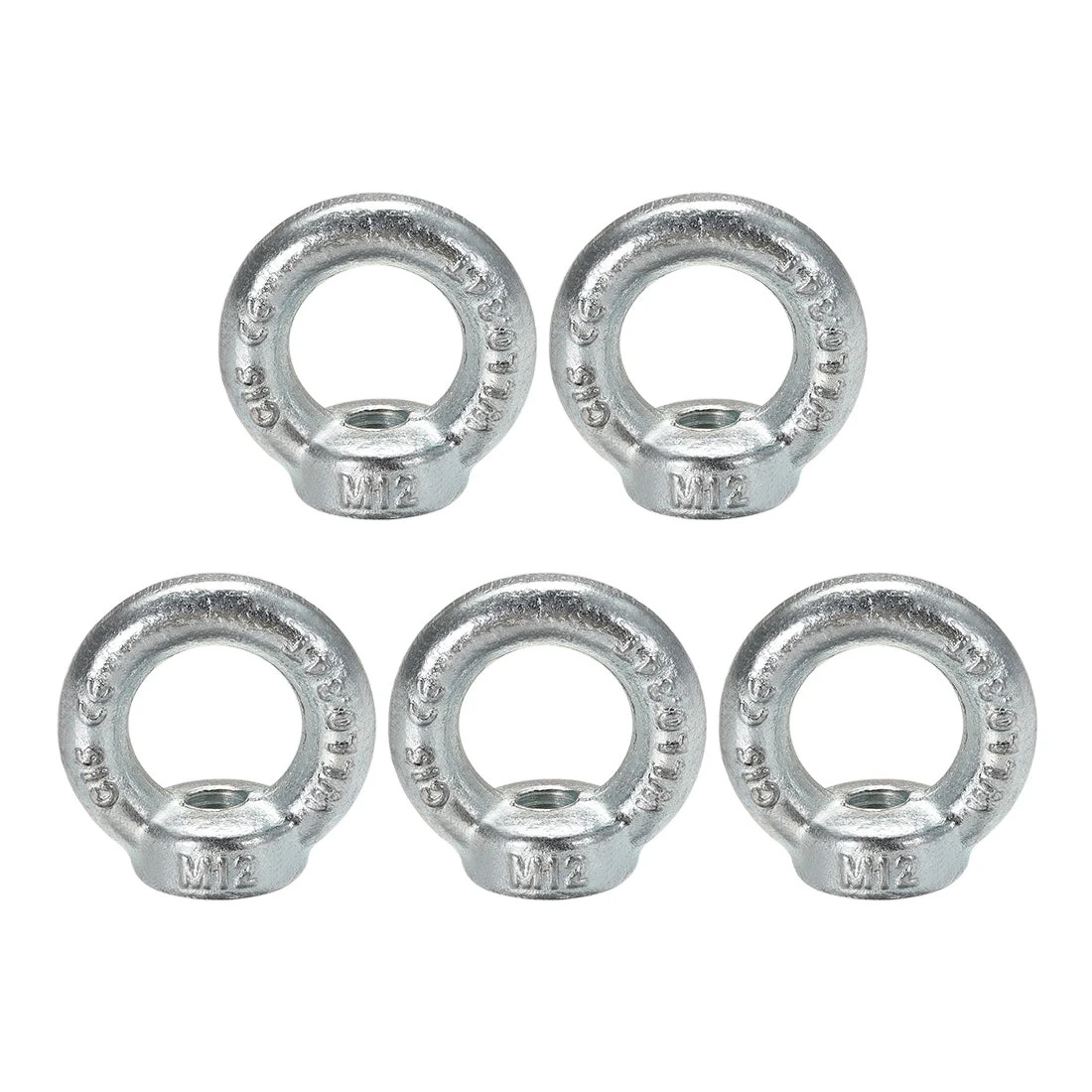 Uxcell M12 Thread C15 Carbon Steel Zinc Plated DIN582 Lifting Ring Eye Nut 5pcs